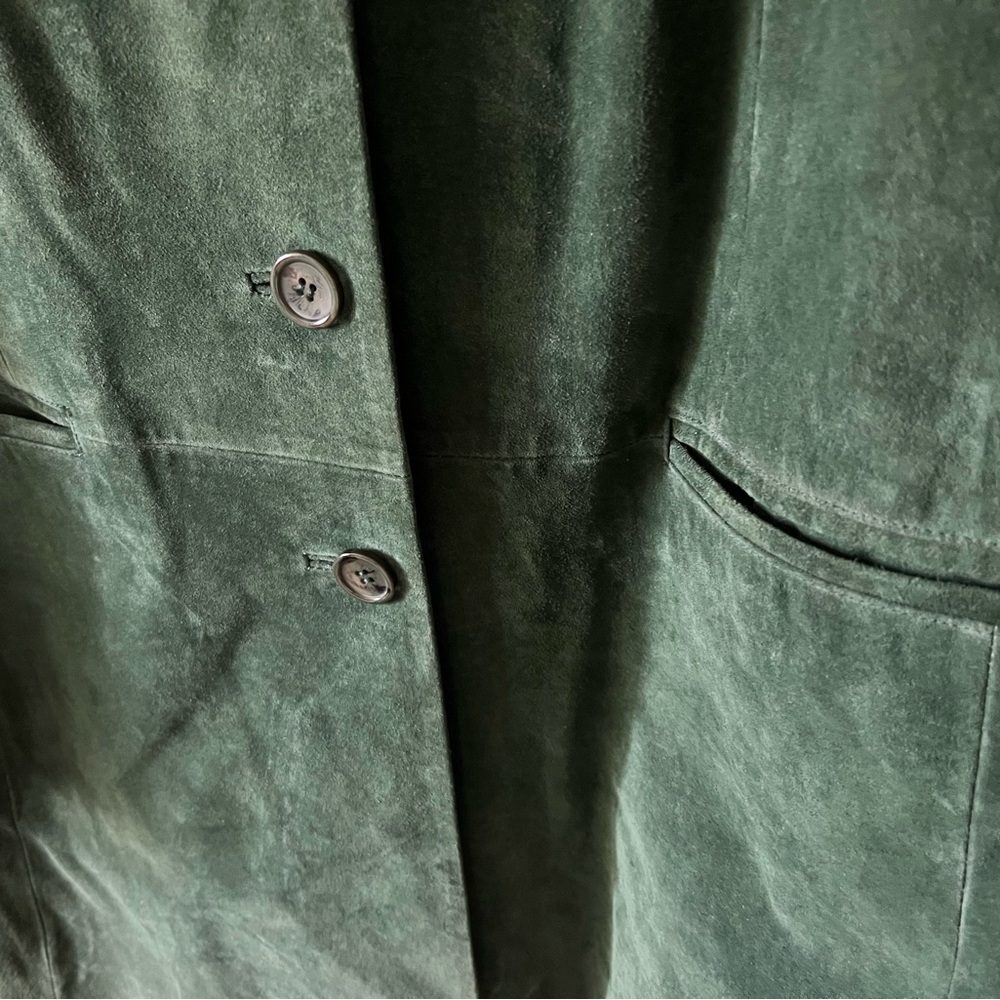 Dennis Basso Green 100% Leather Suede Jacket Sz L. - Picture 13 of 14